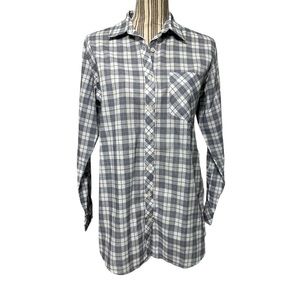 Banana Republic gray & white checkered long sleeve button down shirt small tunic